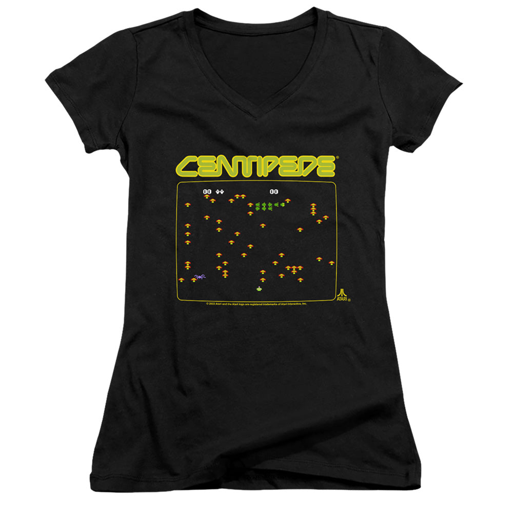 Atari Centipede Screen Licensed Women's T-Shirt Juniors V-Neck SM