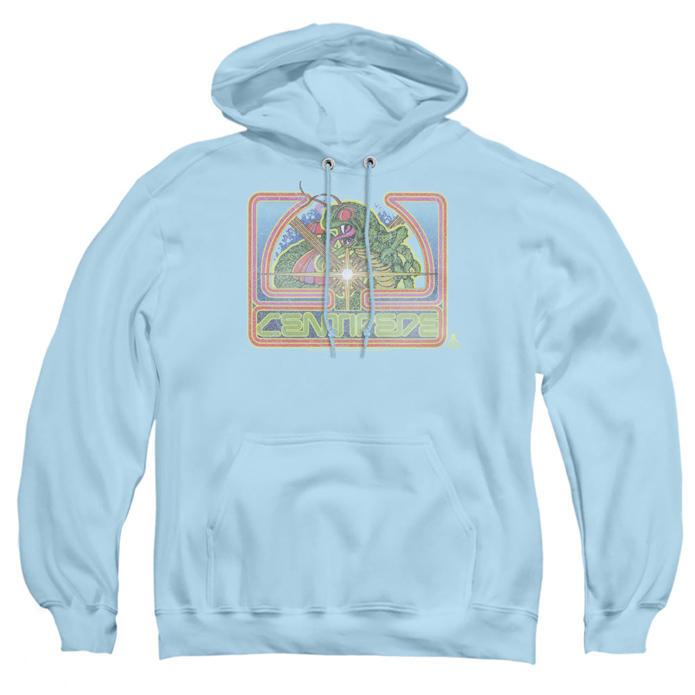 AN OFFCIALLY LICENSED ATARI CLASSIC CENTIPEDE ADULT UNISEX PULLOVER HOODIE LIGHT BLUE