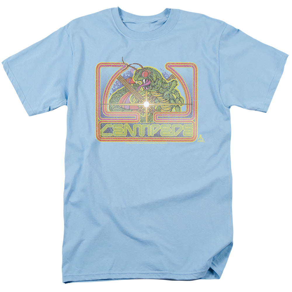AN OFFCIALLY LICENSED ATARI CLASSIC CENTIPEDE MEN'S REGULAR FIT T-SHIRT LIGHT BLUE