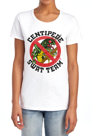 AN OFFCIALLY LICENSED ATARI SWAT TEAM WOMEN'S REGULAR FIT T-SHIRT WHITE