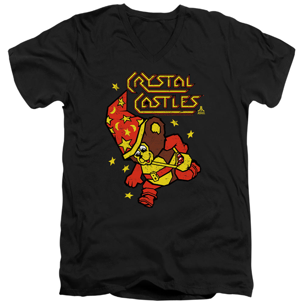 AN OFFCIALLY LICENSED ATARI CRYSTAL BEAR MEN'S V-NECK T-SHIRT BLACK