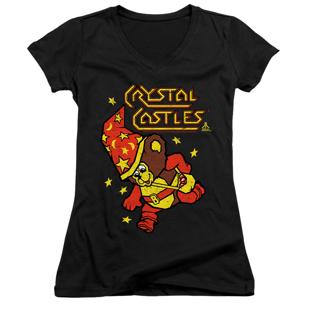 Atari Crystal Bear Licensed Women's T-Shirt Juniors V-Neck SM