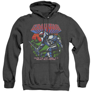 AN OFFCIALLY LICENSED ATARI LAST REBEL ADULT UNISEX HEATHER PULLOVER HOODIE BLACK