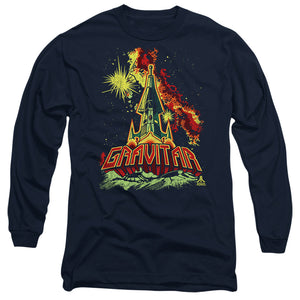 AN OFFCIALLY LICENSED ATARI BLAST OFF MEN'S LONG SLEEVE T-SHIRT NAVY