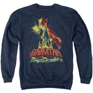 AN OFFCIALLY LICENSED ATARI BLAST OFF ADULT UNISEX CREWNECK SWEATSHIRT NAVY