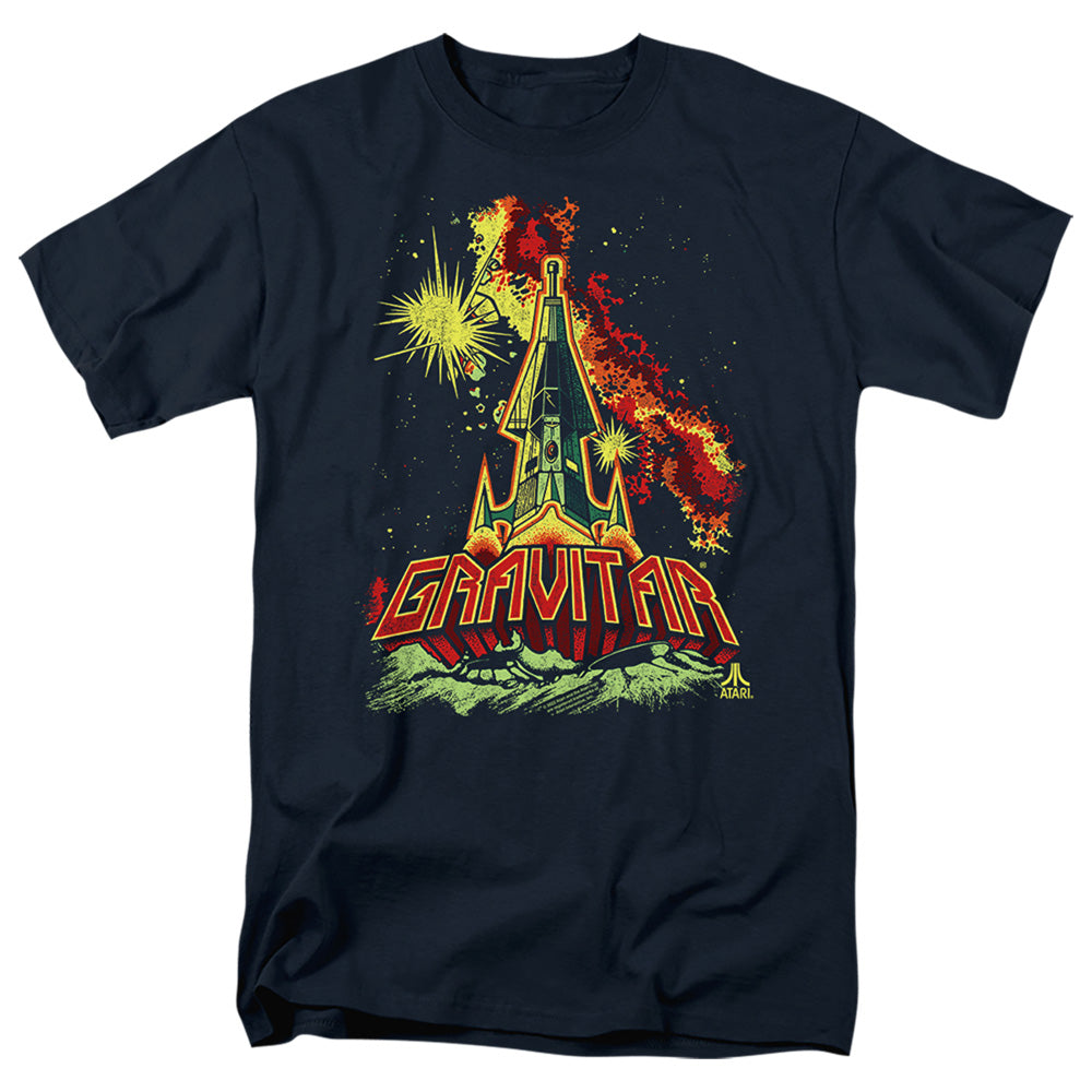 AN OFFCIALLY LICENSED ATARI BLAST OFF MEN'S REGULAR FIT T-SHIRT NAVY