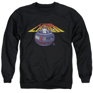 AN OFFCIALLY LICENSED ATARI LUNAR GLOBE ADULT UNISEX CREWNECK SWEATSHIRT BLACK