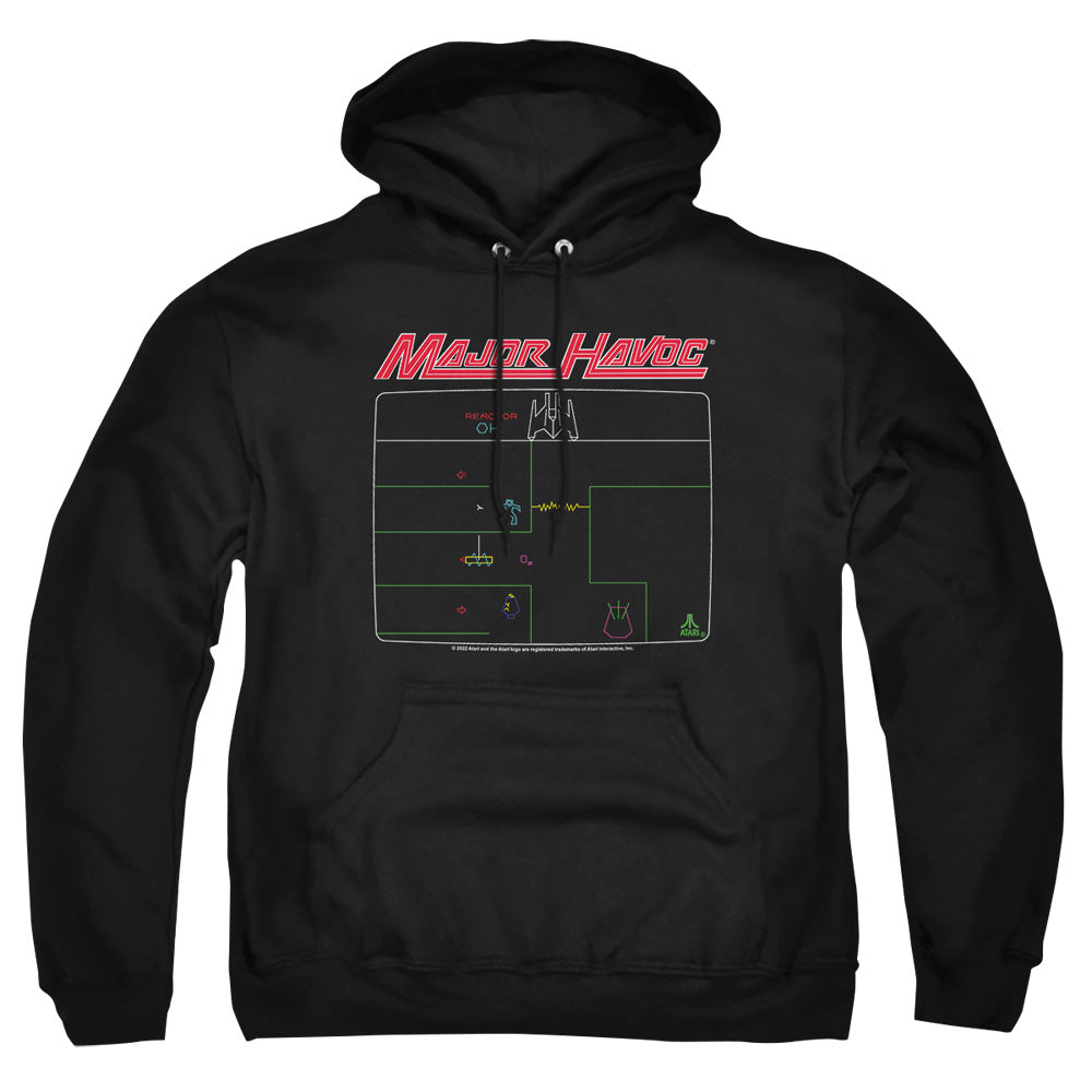 AN OFFCIALLY LICENSED ATARI MAJOR HAVOC SCREEN ADULT UNISEX PULLOVER HOODIE BLACK