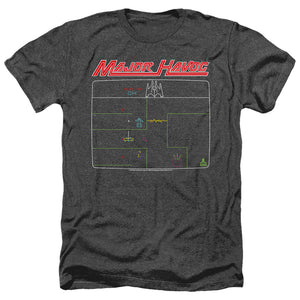 AN OFFCIALLY LICENSED ATARI MAJOR HAVOC SCREEN MEN'S HEATHER T-SHIRT CHARCOAL