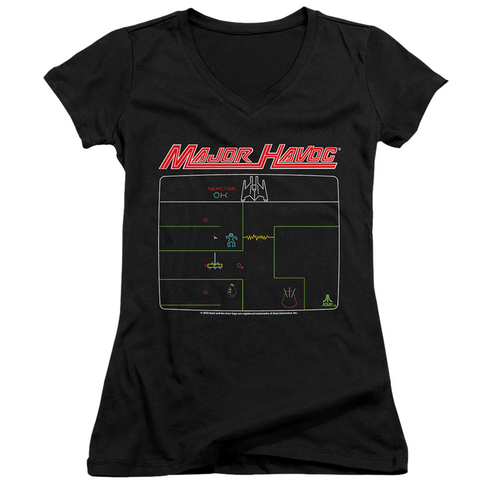 Atari Major Havoc Screen Licensed Women's T-Shirt Juniors V-Neck SM