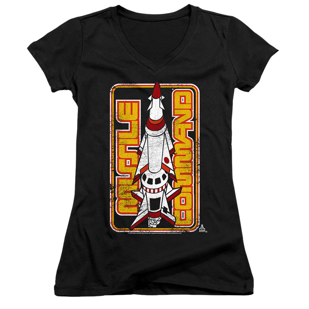 Atari Missile Licensed Women's T-Shirt Juniors V-Neck SM
