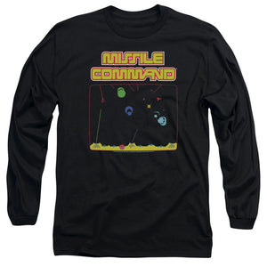 AN OFFCIALLY LICENSED ATARI MISSLE SCREEN MEN'S LONG SLEEVE T-SHIRT BLACK