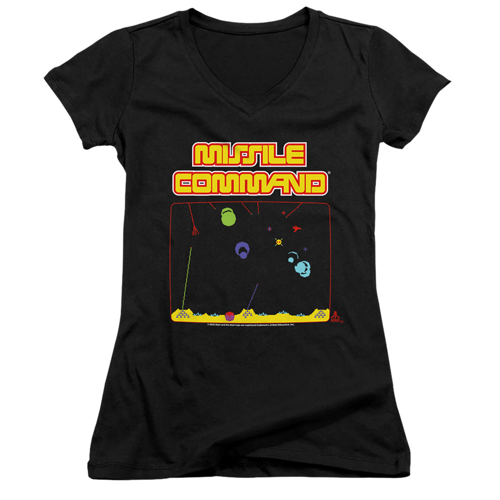 Atari Missle Screen Licensed Women's T-Shirt Juniors V-Neck SM