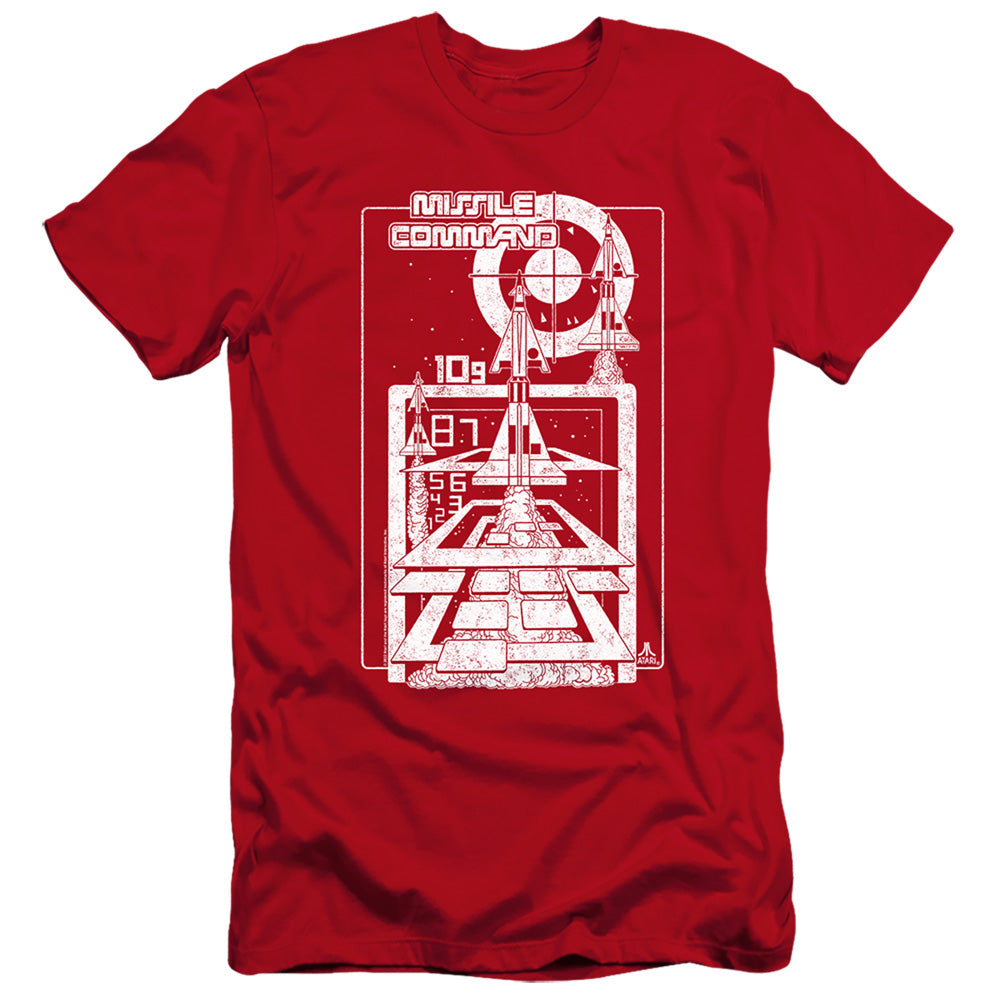 AN OFFCIALLY LICENSED ATARI LIFT OFF MEN'S PREMIUM SLIM FIT T-SHIRT RED