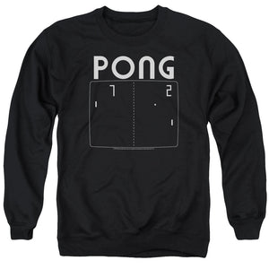 AN OFFCIALLY LICENSED ATARI PONG SCREEN ADULT UNISEX CREWNECK SWEATSHIRT BLACK