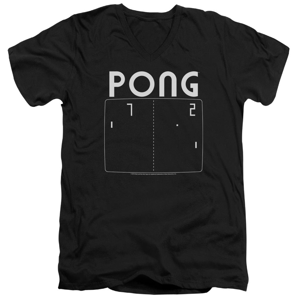 AN OFFCIALLY LICENSED ATARI PONG SCREEN MEN'S V-NECK T-SHIRT BLACK