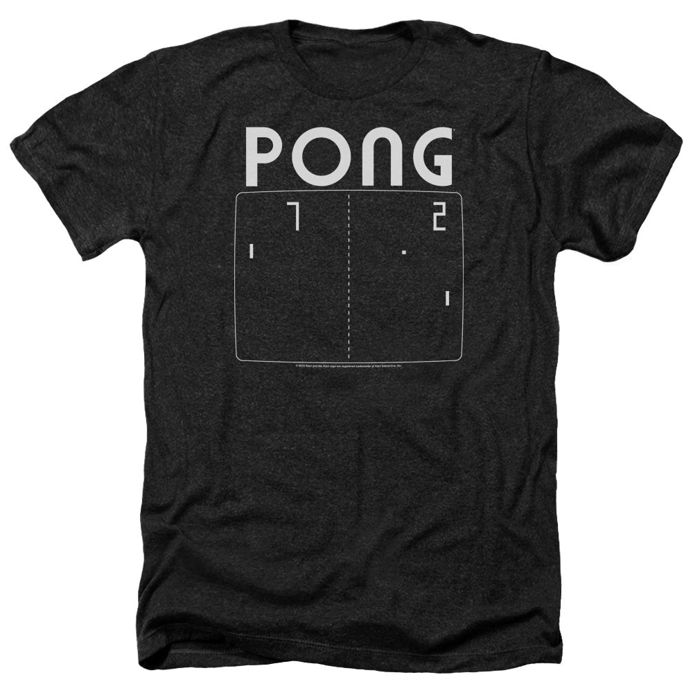AN OFFCIALLY LICENSED ATARI PONG SCREEN MEN'S HEATHER T-SHIRT CHARCOAL