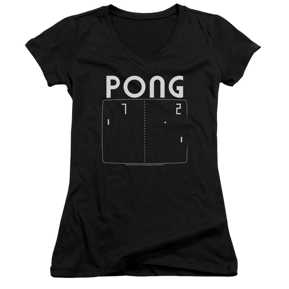 Atari Pong Screen Licensed Women's T-Shirt Juniors V-Neck SM