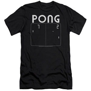 AN OFFCIALLY LICENSED ATARI PONG SCREEN MEN'S PREMIUM SLIM FIT T-SHIRT BLACK