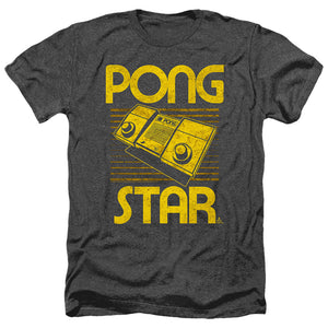 AN OFFCIALLY LICENSED ATARI STAR MEN'S HEATHER T-SHIRT CHARCOAL