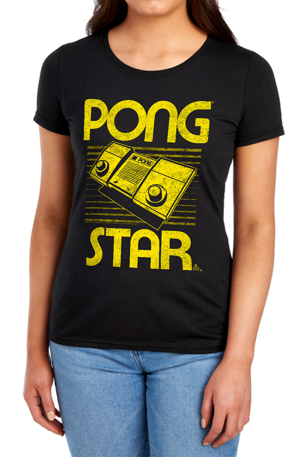 AN OFFCIALLY LICENSED ATARI STAR WOMEN'S REGULAR FIT T-SHIRT BLACK