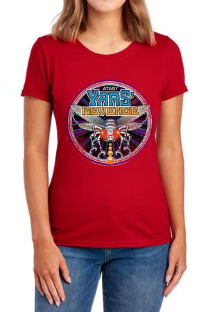 AN OFFCIALLY LICENSED ATARI YARS REVENGE PATCH WOMEN'S REGULAR FIT T-SHIRT RED