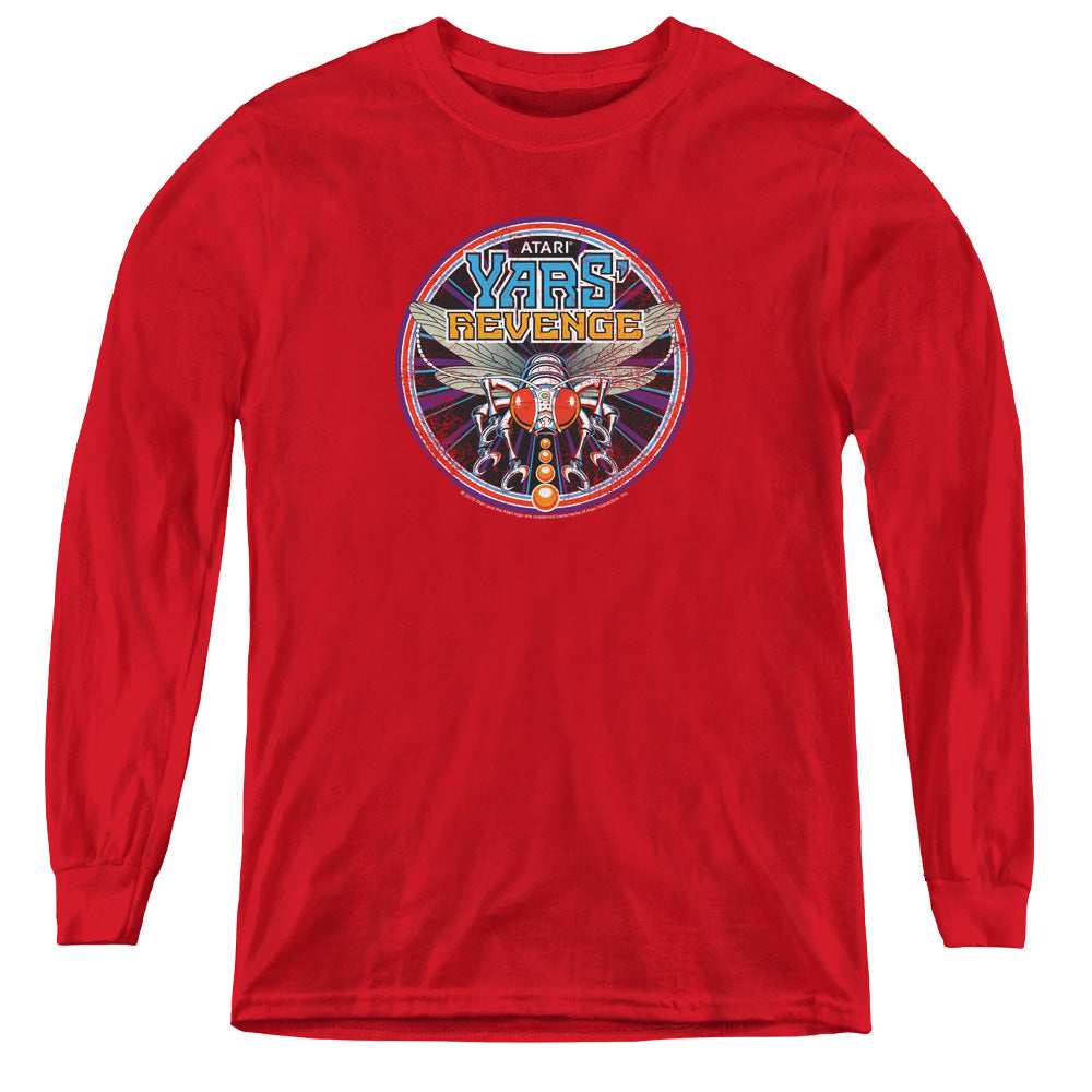 AN OFFCIALLY LICENSED ATARI YARS REVENGE PATCH YOUTH LONG SLEEVE T-SHIRT RED