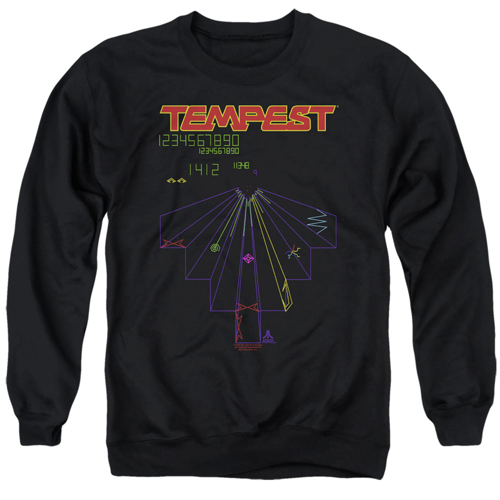 AN OFFCIALLY LICENSED ATARI TEMPEST SCREEN ADULT UNISEX CREWNECK SWEATSHIRT BLACK