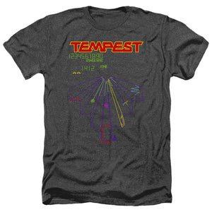 AN OFFCIALLY LICENSED ATARI TEMPEST SCREEN MEN'S HEATHER T-SHIRT CHARCOAL