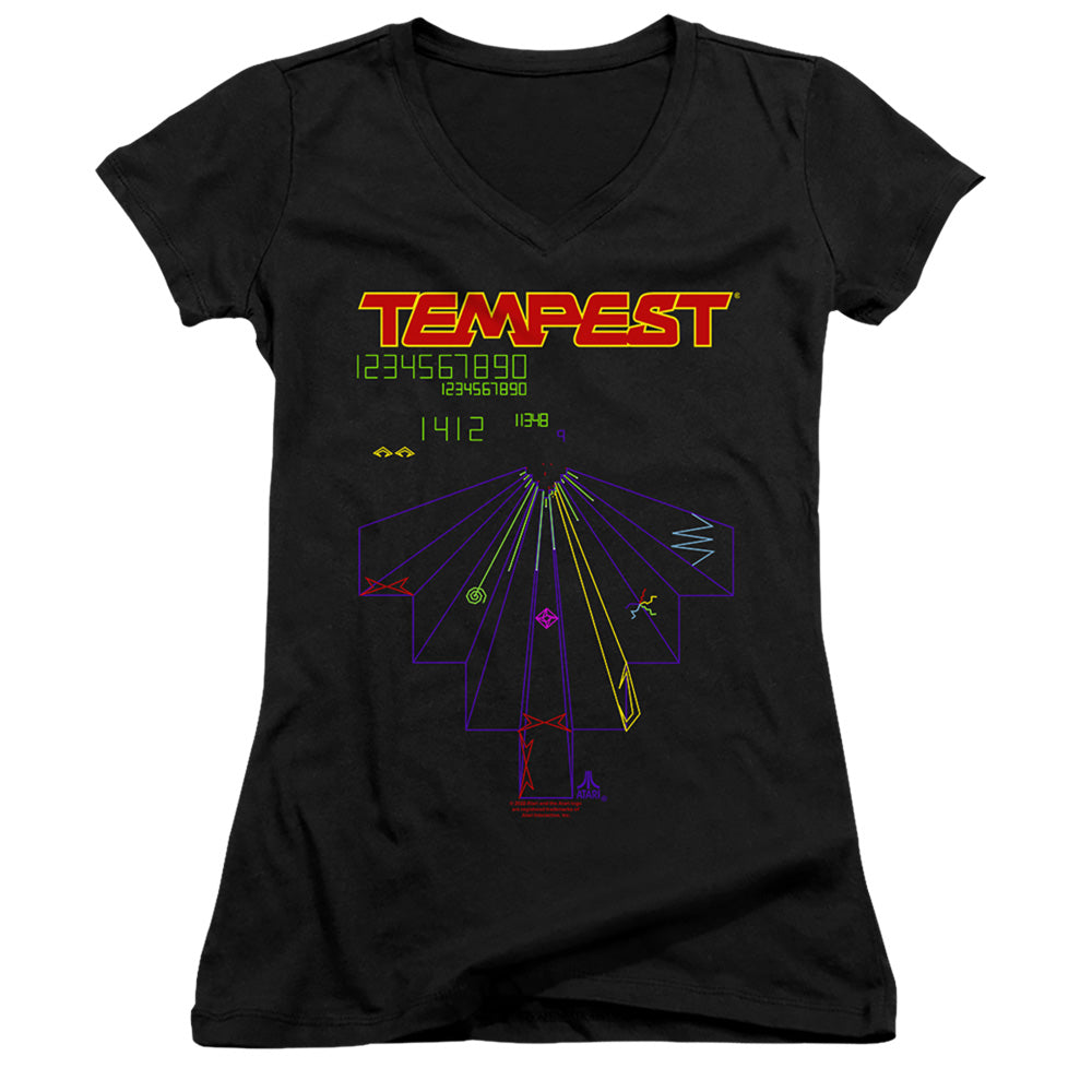 Atari Tempest Screen Licensed Women's T-Shirt Juniors V-Neck SM
