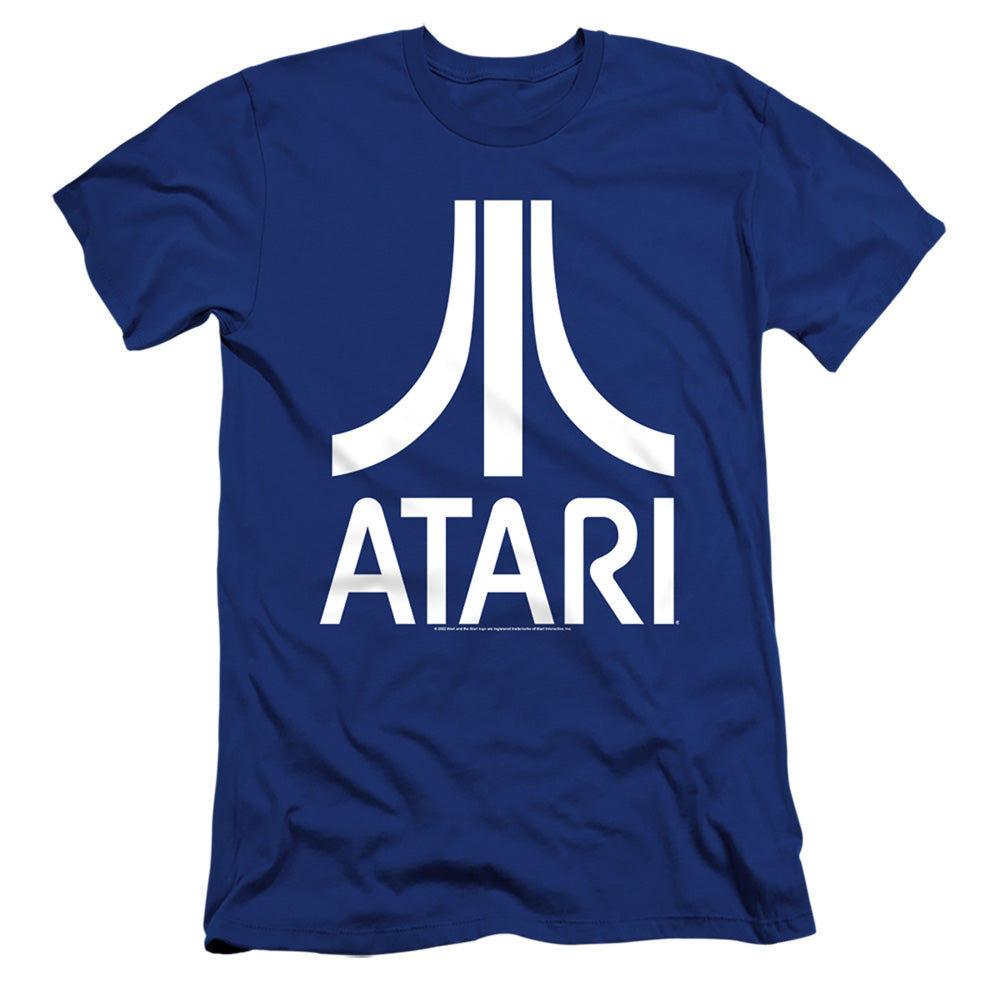 AN OFFCIALLY LICENSED ATARI ATARI LOGO MEN'S PREMIUM SLIM FIT T-SHIRT ROYAL