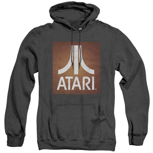 AN OFFCIALLY LICENSED ATARI CLASSIC WOOD SQUARE ADULT UNISEX HEATHER PULLOVER HOODIE BLACK