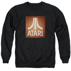 AN OFFCIALLY LICENSED ATARI CLASSIC WOOD SQUARE ADULT UNISEX CREWNECK SWEATSHIRT BLACK