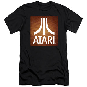 AN OFFCIALLY LICENSED ATARI CLASSIC WOOD SQUARE MEN'S PREMIUM SLIM FIT T-SHIRT BLACK