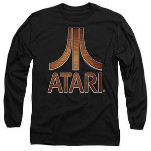 AN OFFCIALLY LICENSED ATARI CLASSIC WOOD EMBLEM MEN'S LONG SLEEVE T-SHIRT BLACK