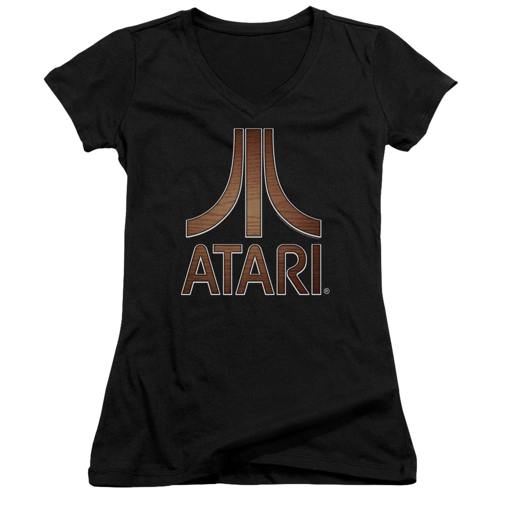 Atari Classic Wood Emblem Licensed Women's T-Shirt Juniors V-Neck SM