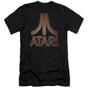 AN OFFCIALLY LICENSED ATARI CLASSIC WOOD EMBLEM MEN'S PREMIUM SLIM FIT T-SHIRT BLACK