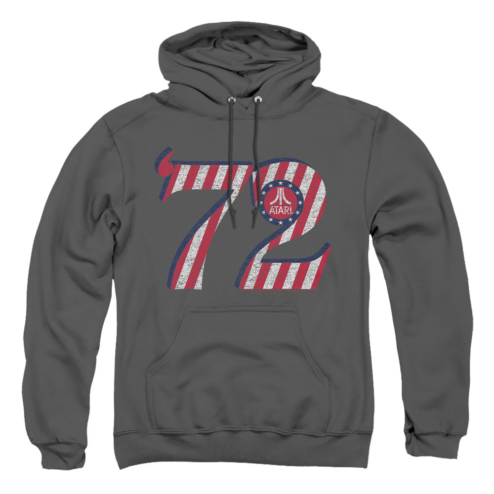 AN OFFCIALLY LICENSED ATARI ATARI 72 ADULT UNISEX PULLOVER HOODIE CHARCOAL