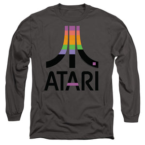 AN OFFCIALLY LICENSED ATARI BREAKOUT INSET MEN'S LONG SLEEVE T-SHIRT CHARCOAL