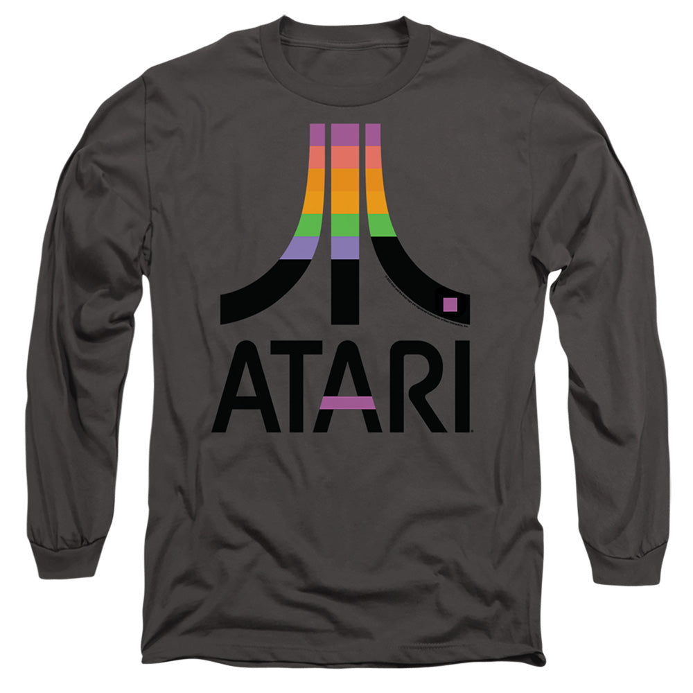 AN OFFCIALLY LICENSED ATARI BREAKOUT INSET MEN'S LONG SLEEVE T-SHIRT CHARCOAL