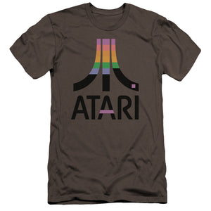 AN OFFCIALLY LICENSED ATARI BREAKOUT INSET MEN'S PREMIUM SLIM FIT T-SHIRT CHARCOAL