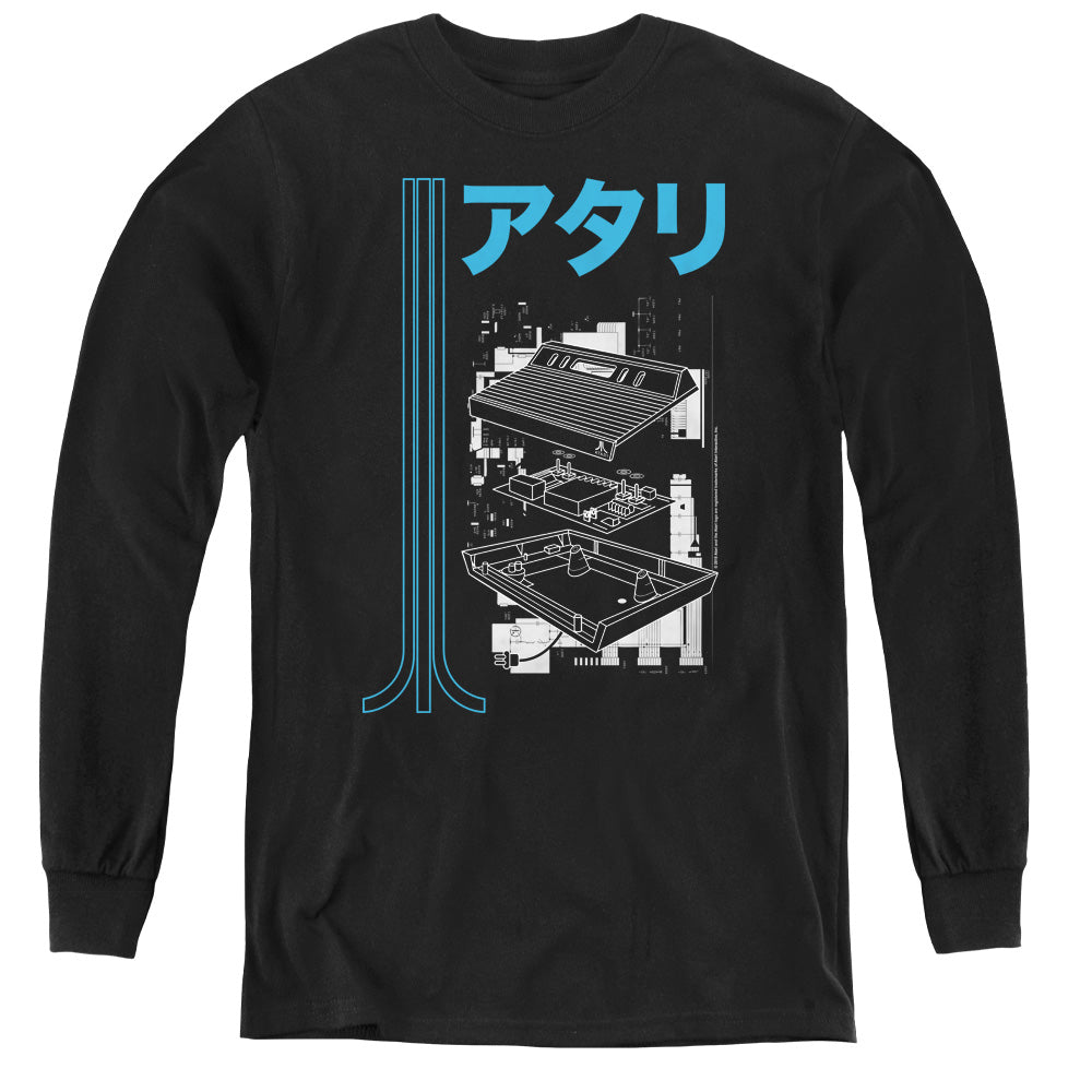 AN OFFCIALLY LICENSED ATARI SCHEMATIC YOUTH LONG SLEEVE T-SHIRT BLACK