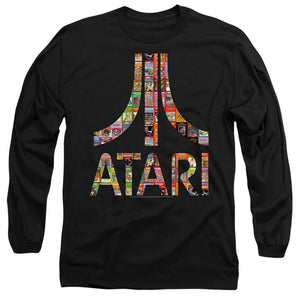 AN OFFCIALLY LICENSED ATARI BOX ART MEN'S LONG SLEEVE T-SHIRT BLACK