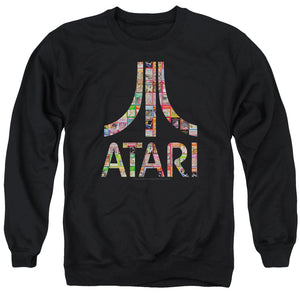 AN OFFCIALLY LICENSED ATARI BOX ART ADULT UNISEX CREWNECK SWEATSHIRT BLACK