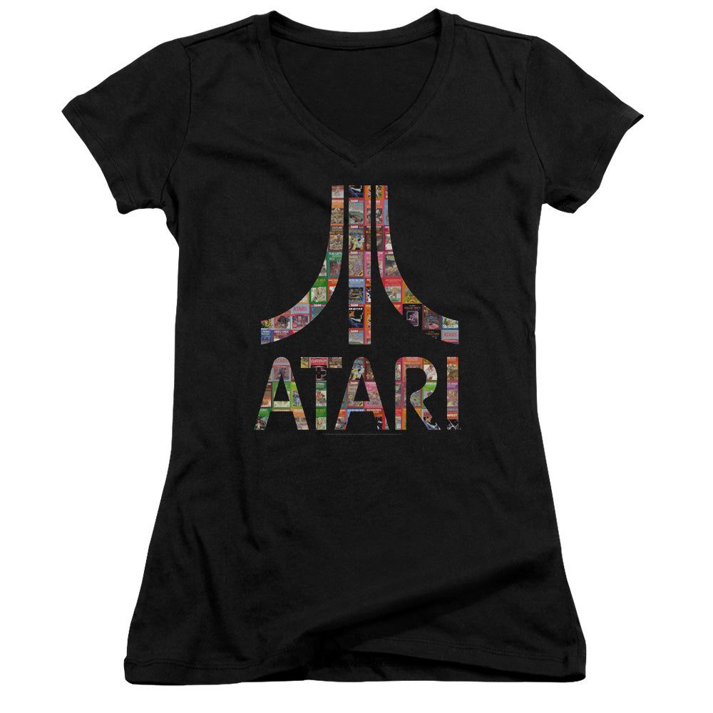 Atari Box Art Licensed Women's T-Shirt Juniors V-Neck SM
