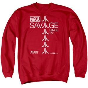 AN OFFCIALLY LICENSED ATARI SAVAGE 72 ADULT UNISEX CREWNECK SWEATSHIRT RED