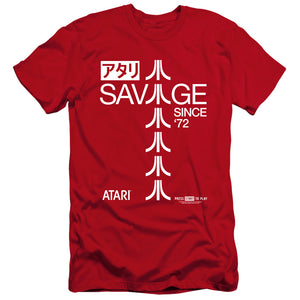 AN OFFCIALLY LICENSED ATARI SAVAGE 72 MEN'S PREMIUM SLIM FIT T-SHIRT RED