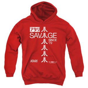 AN OFFCIALLY LICENSED ATARI SAVAGE 72 YOUTH HOODIE RED