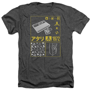 AN OFFCIALLY LICENSED ATARI KANJI SQUARES MEN'S HEATHER T-SHIRT CHARCOAL