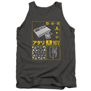 AN OFFCIALLY LICENSED ATARI KANJI SQUARES ADULT UNISEX TANK TOP CHARCOAL
